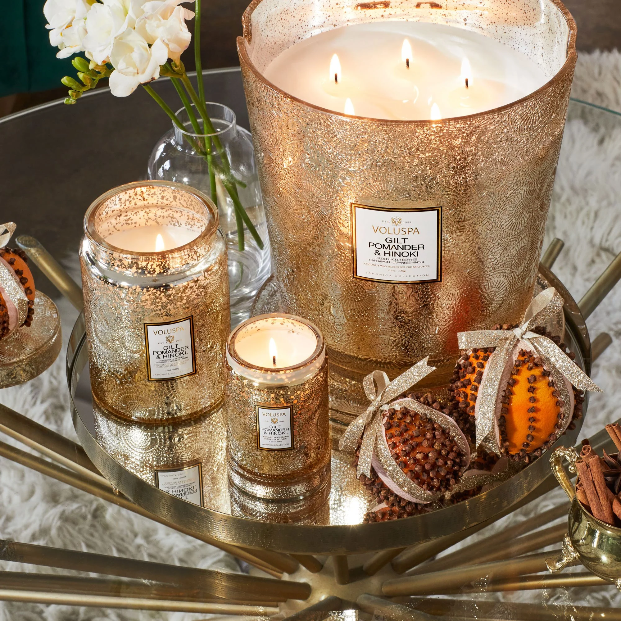 Gilt Pomander & Hinoki - 5 Wick Hearth Candle - Image 5